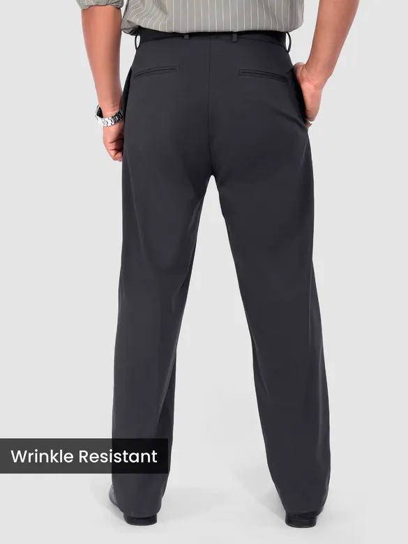 Dark Grey Relaxed Fit Stretch Korean Pants