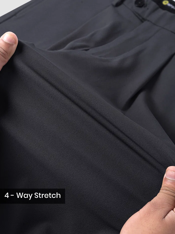 Dark Grey Relaxed Fit Stretch Korean Pants