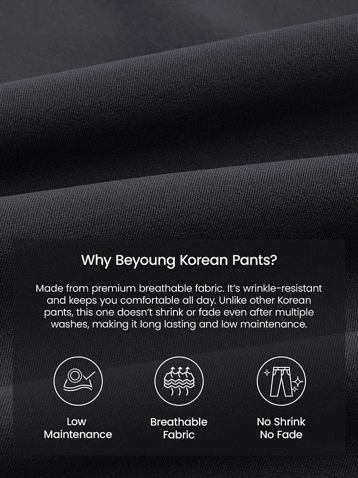 Dark Grey Relaxed Fit Stretch Korean Pants