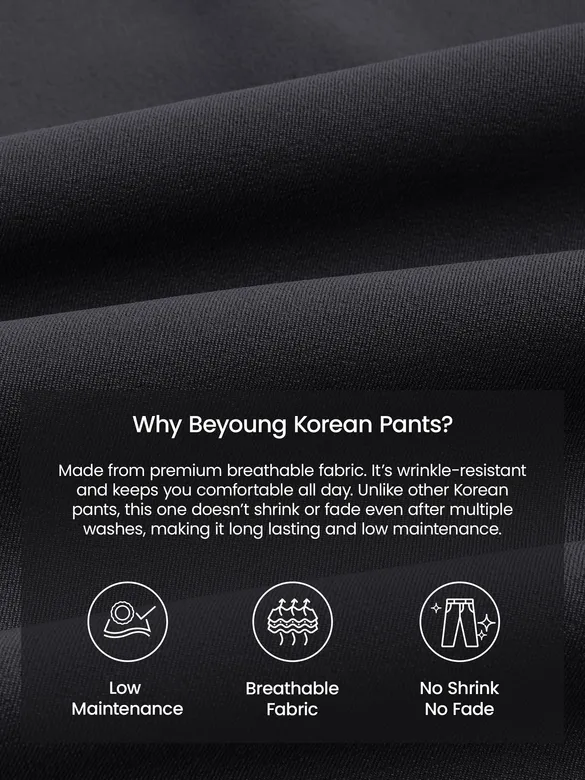 Dark Grey Relaxed Fit Stretch Korean Pants