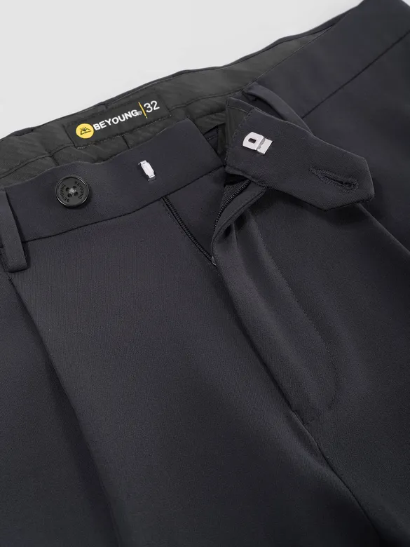 Dark Grey Relaxed Fit Stretch Korean Pants
