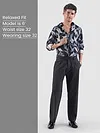 Dark Grey Relaxed Fit Stretch Korean Pants