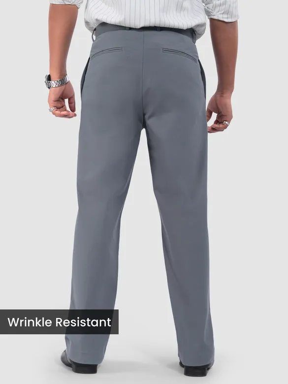 Elephant Grey Relaxed Fit Stretch Korean Pants