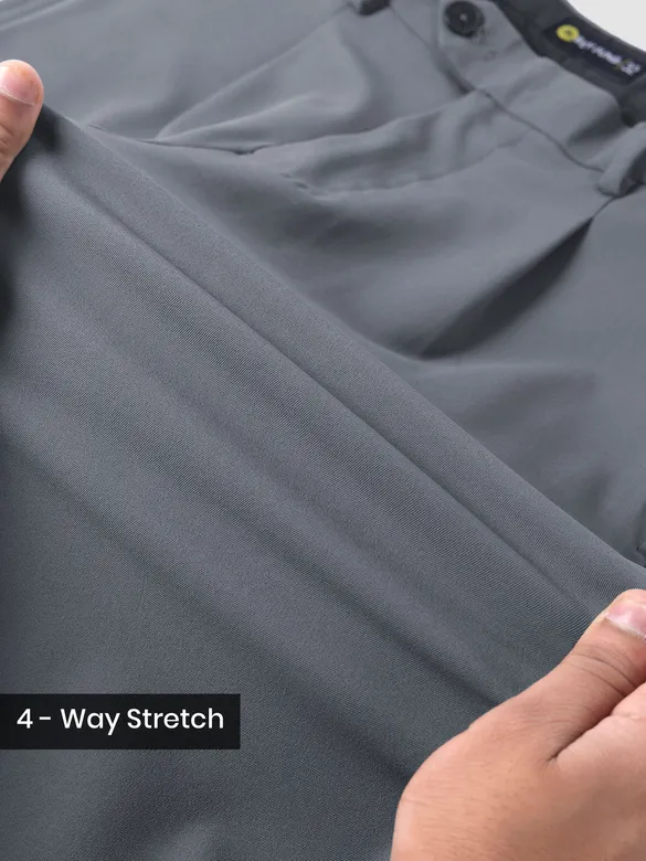 Elephant Grey Relaxed Fit Stretch Korean Pants