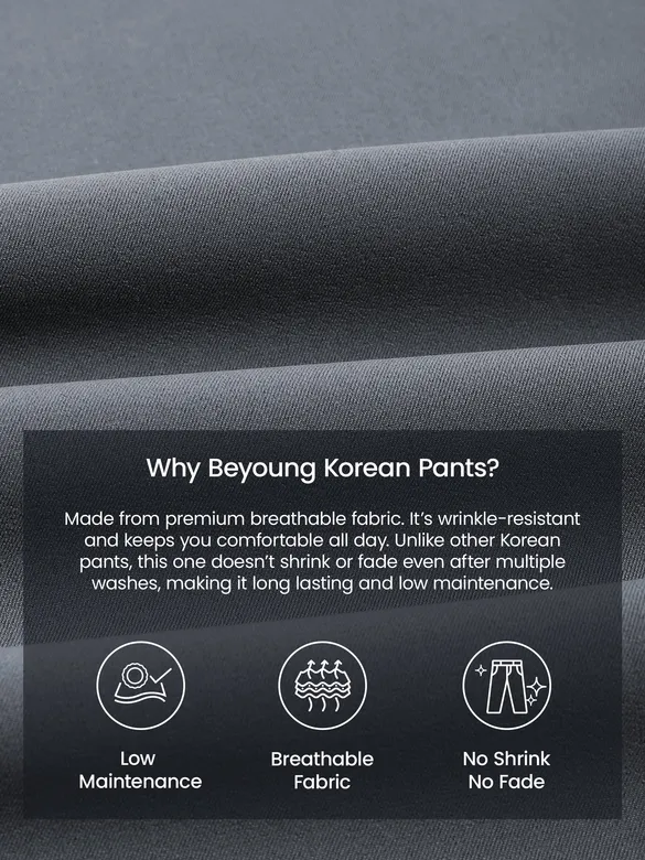 Elephant Grey Relaxed Fit Stretch Korean Pants