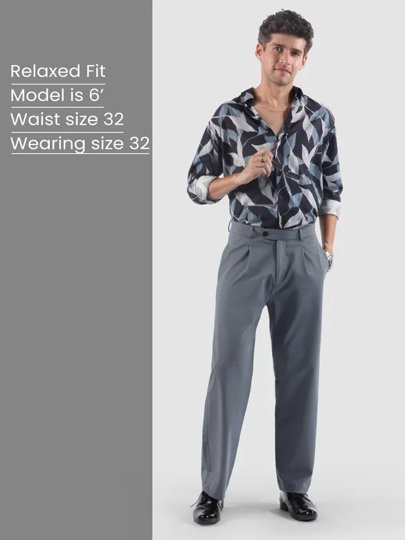 Elephant Grey Relaxed Fit Stretch Korean Pants