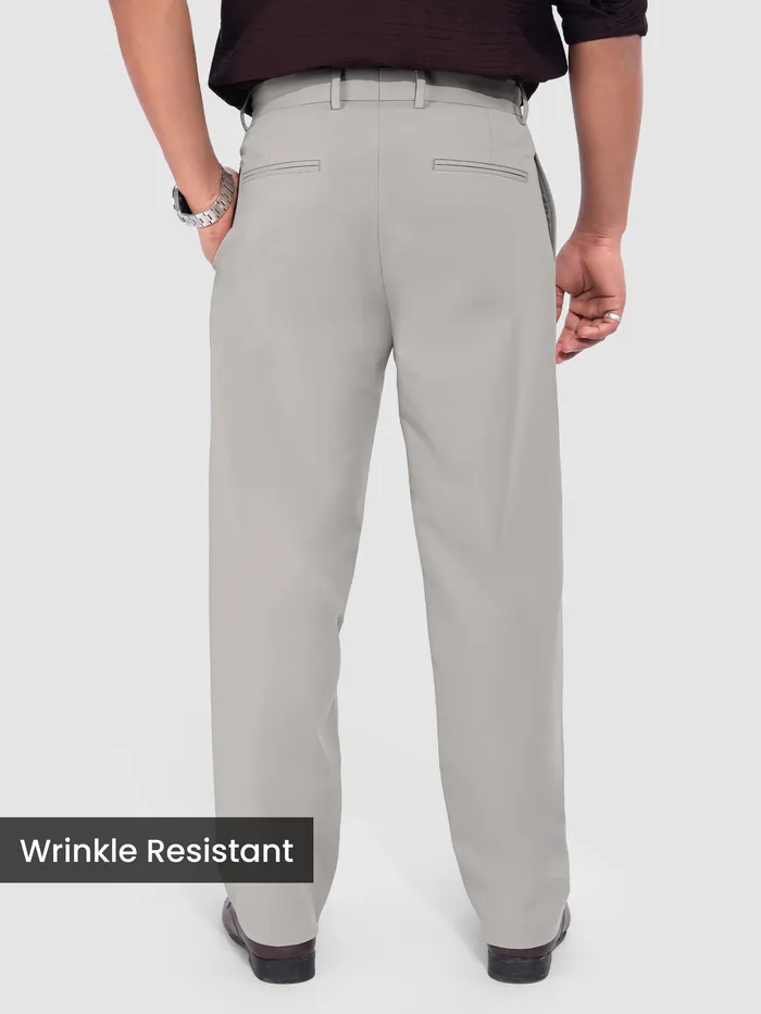 Light Grey Relaxed Fit Stretch Korean Pants
