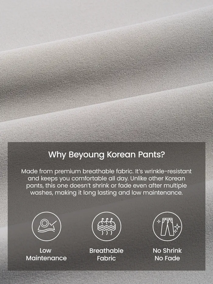 Light Grey Relaxed Fit Stretch Korean Pants