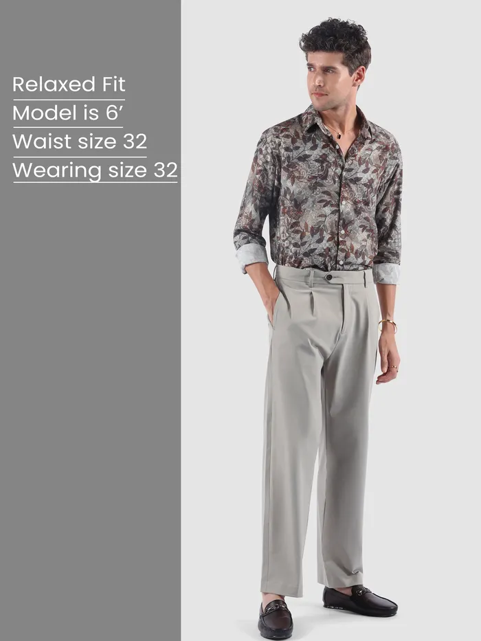 Light Grey Relaxed Fit Stretch Korean Pants