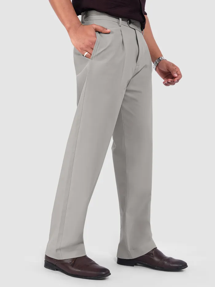 Light Grey Relaxed Fit Stretch Korean Pants