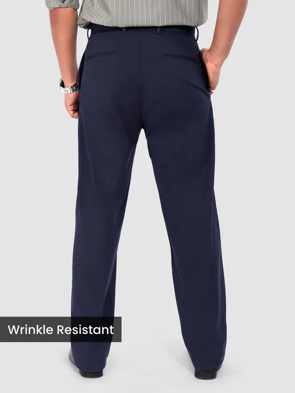 Navy Relaxed Fit Stretch Korean Pants