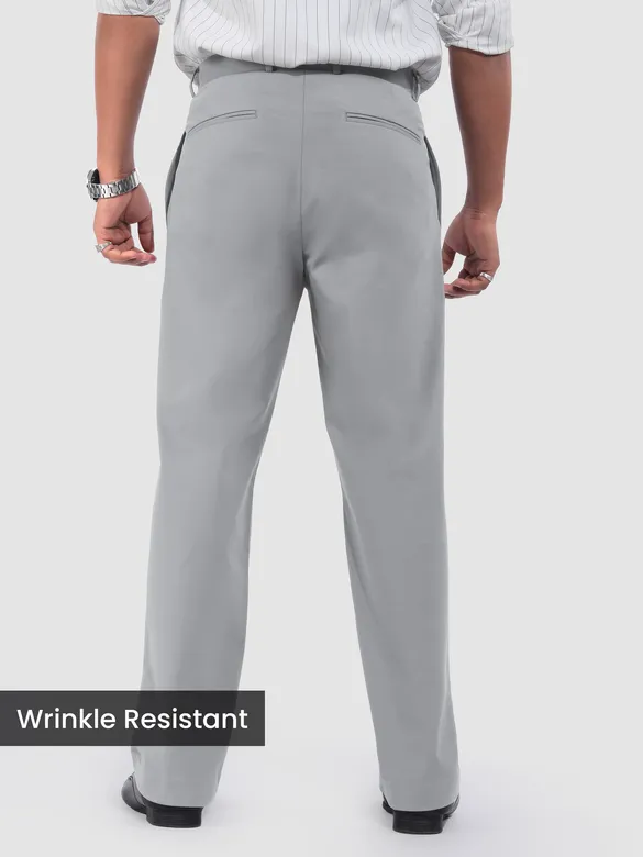 Silver Relaxed Fit Stretch Korean Pants