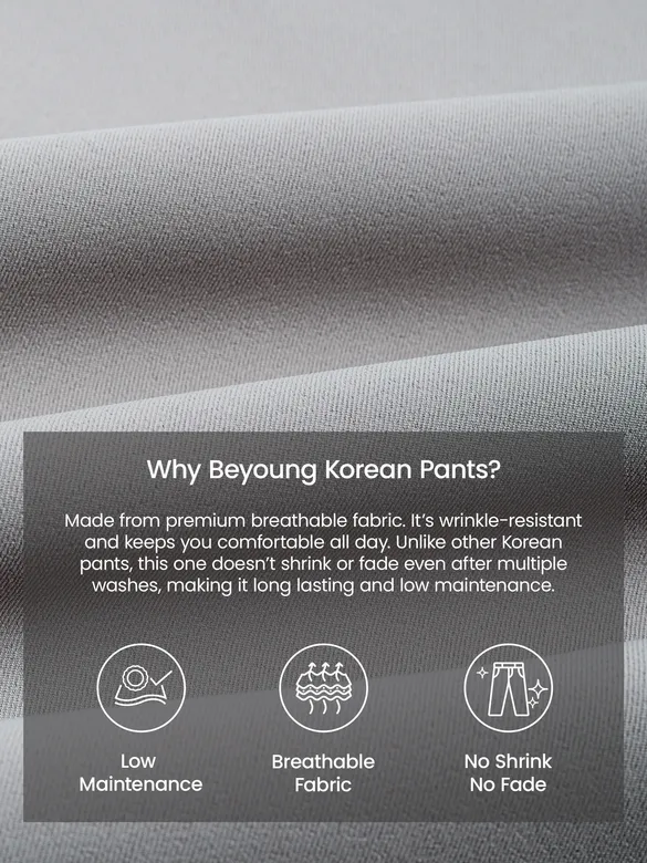 Silver Relaxed Fit Stretch Korean Pants