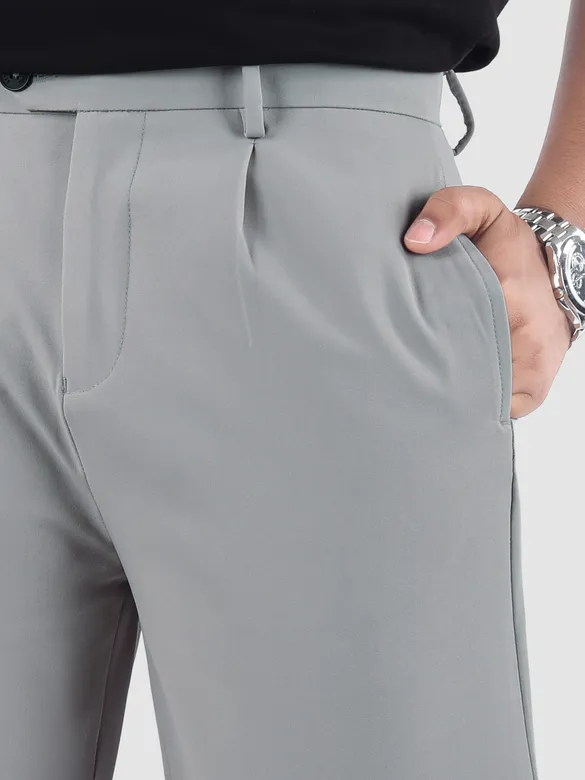 Silver Relaxed Fit Stretch Korean Pants