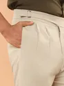 Beige Grey Lycra Gurkha Pants