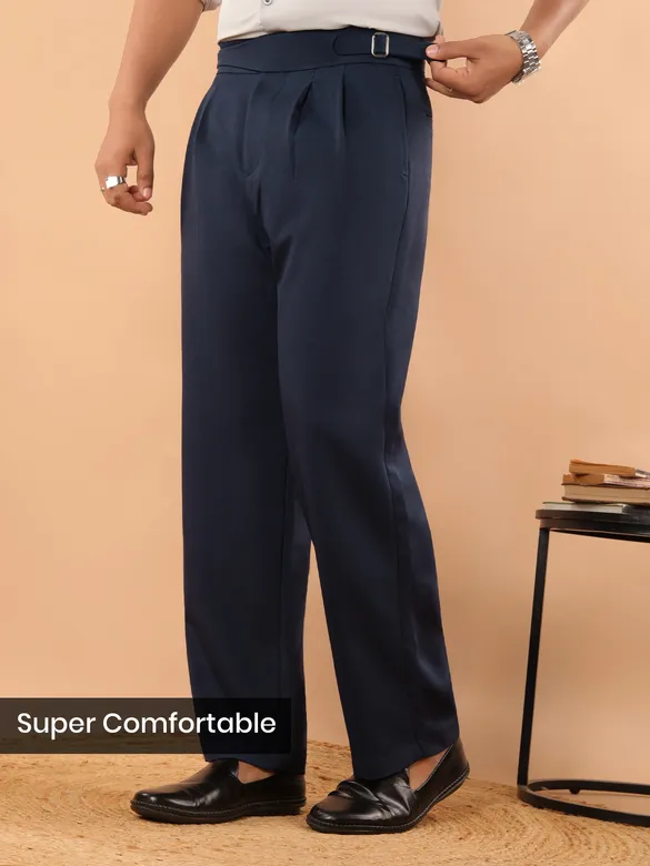Navy Lycra Gurkha Pants
