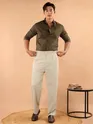 Beige Grey Lycra Gurkha Pants