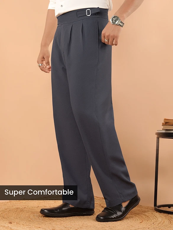 Charcoal Grey Lycra Gurkha Pants