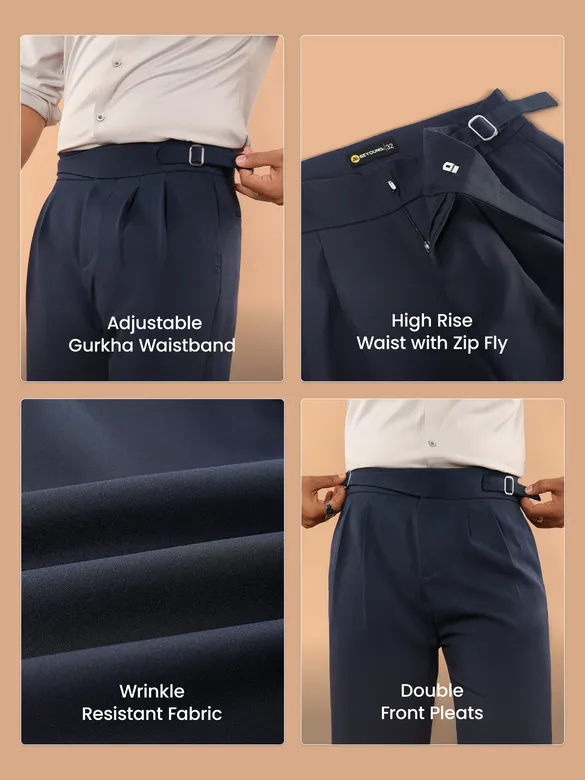 Navy Lycra Gurkha Pants