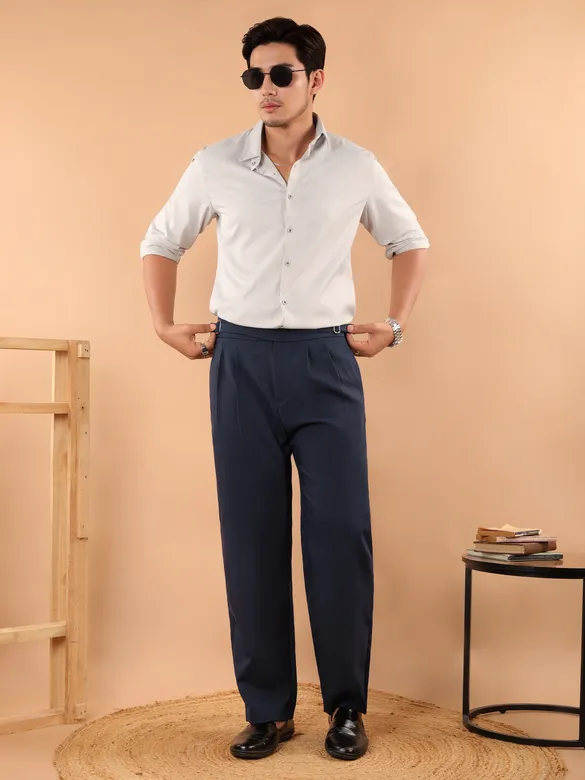 Navy Lycra Gurkha Pants