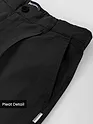 Black Cotton Slub Pleated Trousers