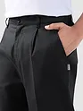 Black Cotton Slub Pleated Trousers