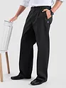 Black Cotton Slub Pleated Trousers