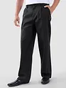 Black Cotton Slub Pleated Trousers
