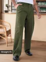 Cedar Green Cotton Slub Pleated Trousers