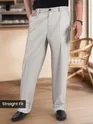 Light Grey Cotton Slub Pleated Trousers