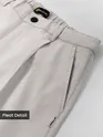 Light Grey Cotton Slub Pleated Trousers