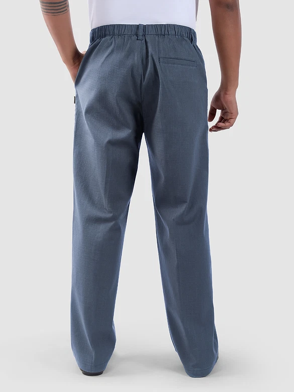 True Blue Cotton Slub Pleated Trousers