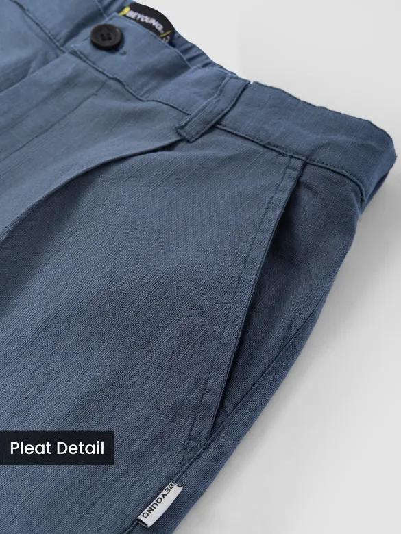 True Blue Cotton Slub Pleated Trousers