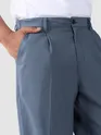 True Blue Cotton Slub Pleated Trousers