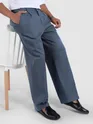 True Blue Cotton Slub Pleated Trousers