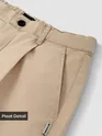 Beige Cotton Twill Straight Fit Trousers