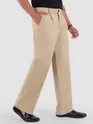 Beige Cotton Twill Straight Fit Trousers