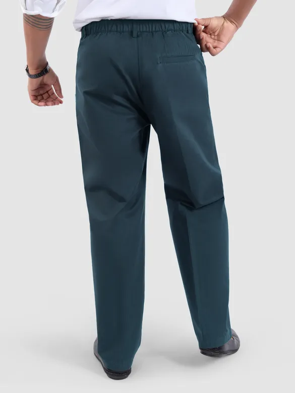 Dark Blue Cotton Twill Straight Fit Trousers