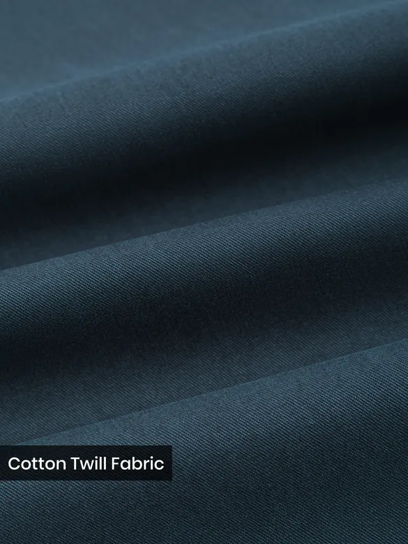 Dark Blue Cotton Twill Straight Fit Trousers
