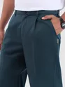 Dark Blue Cotton Twill Straight Fit Trousers
