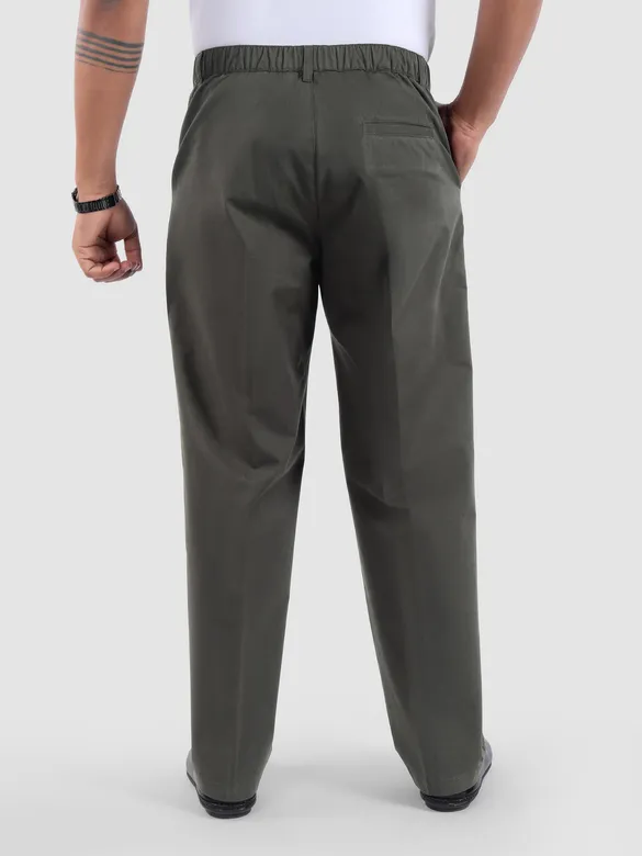 Metal Grey Cotton Twill Straight Fit Trousers