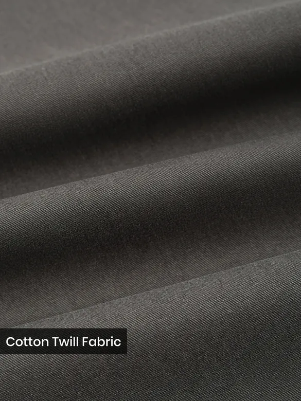 Metal Grey Cotton Twill Straight Fit Trousers