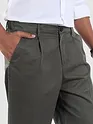 Metal Grey Cotton Twill Straight Fit Trousers
