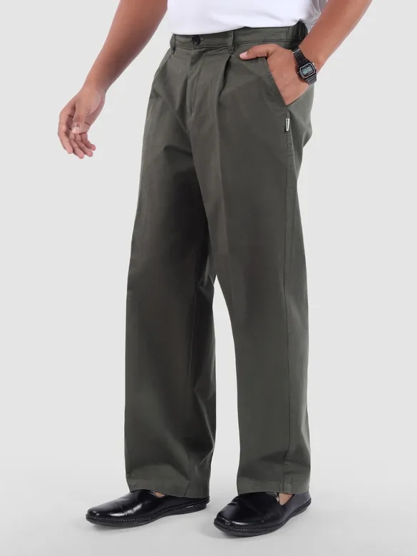 Metal Grey Cotton Twill Straight Fit Trousers