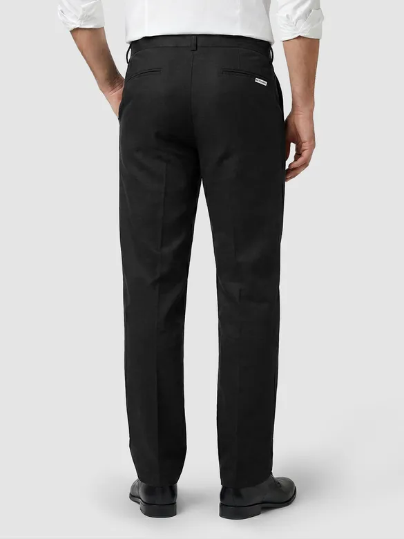 Black Double Cloth Cotton Pants