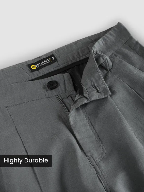 Grey Double Cloth Cotton Pants