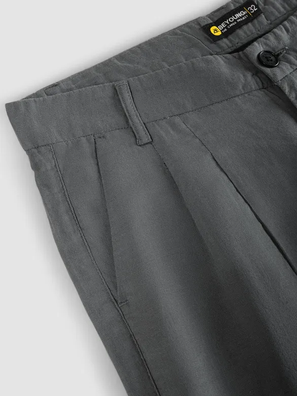Grey Double Cloth Cotton Pants