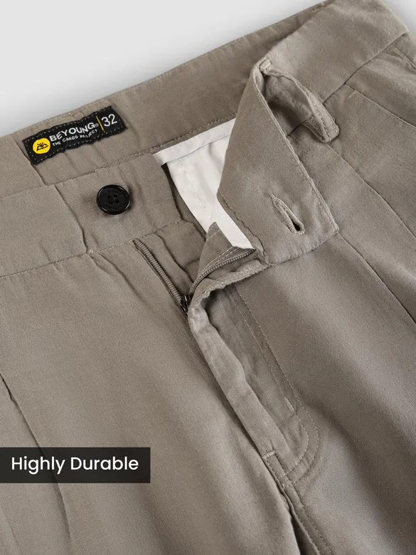 Khaki Double Cloth Cotton Pants