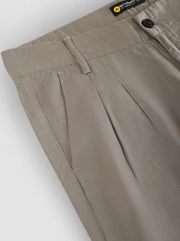 Khaki Double Cloth Cotton Pants