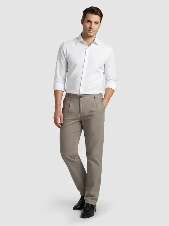 Khaki Double Cloth Cotton Pants